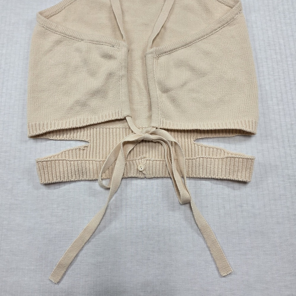 Lulus Cream Cotton Blend Cutout Tie Back Sweater Tank Size M Boho Summer Casual - Picture 7 of 8